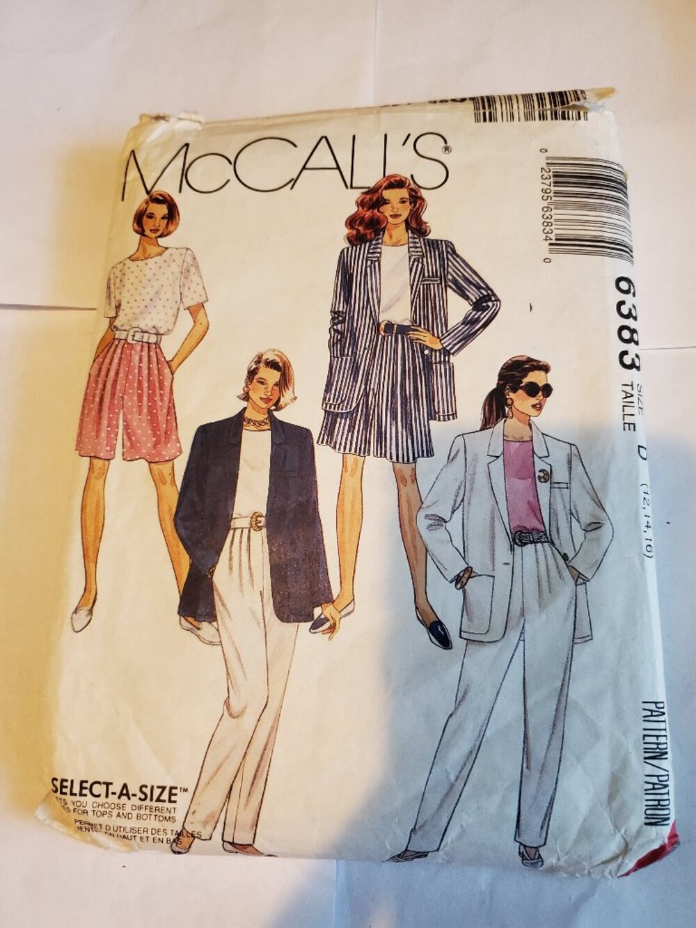 EASY MCCALL'S 6383 MISSES UNLINED JACKET TOP PANTS SHORTS SIZE: D (12,14,16)
